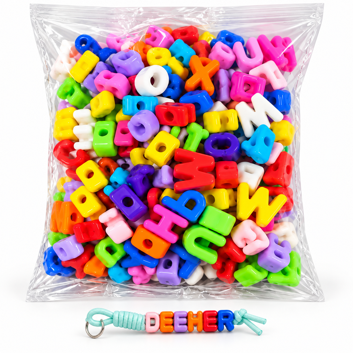 Multicolor Alphabet Letter Beads – Acrylic Beads for Keychains, Bracelets & DIY Crafts- 500 Gram Pack