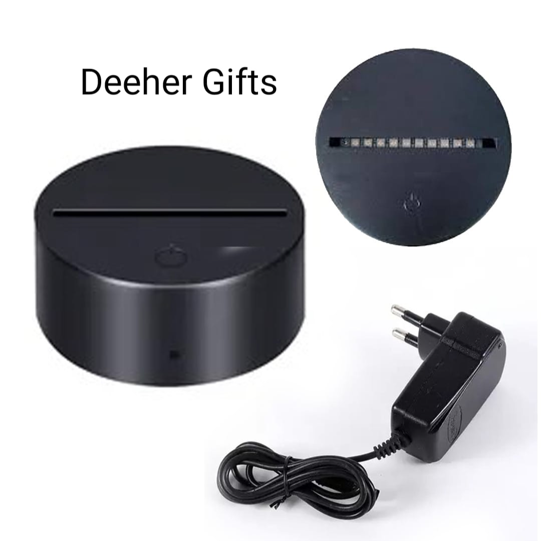 3D Illusion Lamp Base ( Black ) – With Adaptor / 9.5 CM diameter