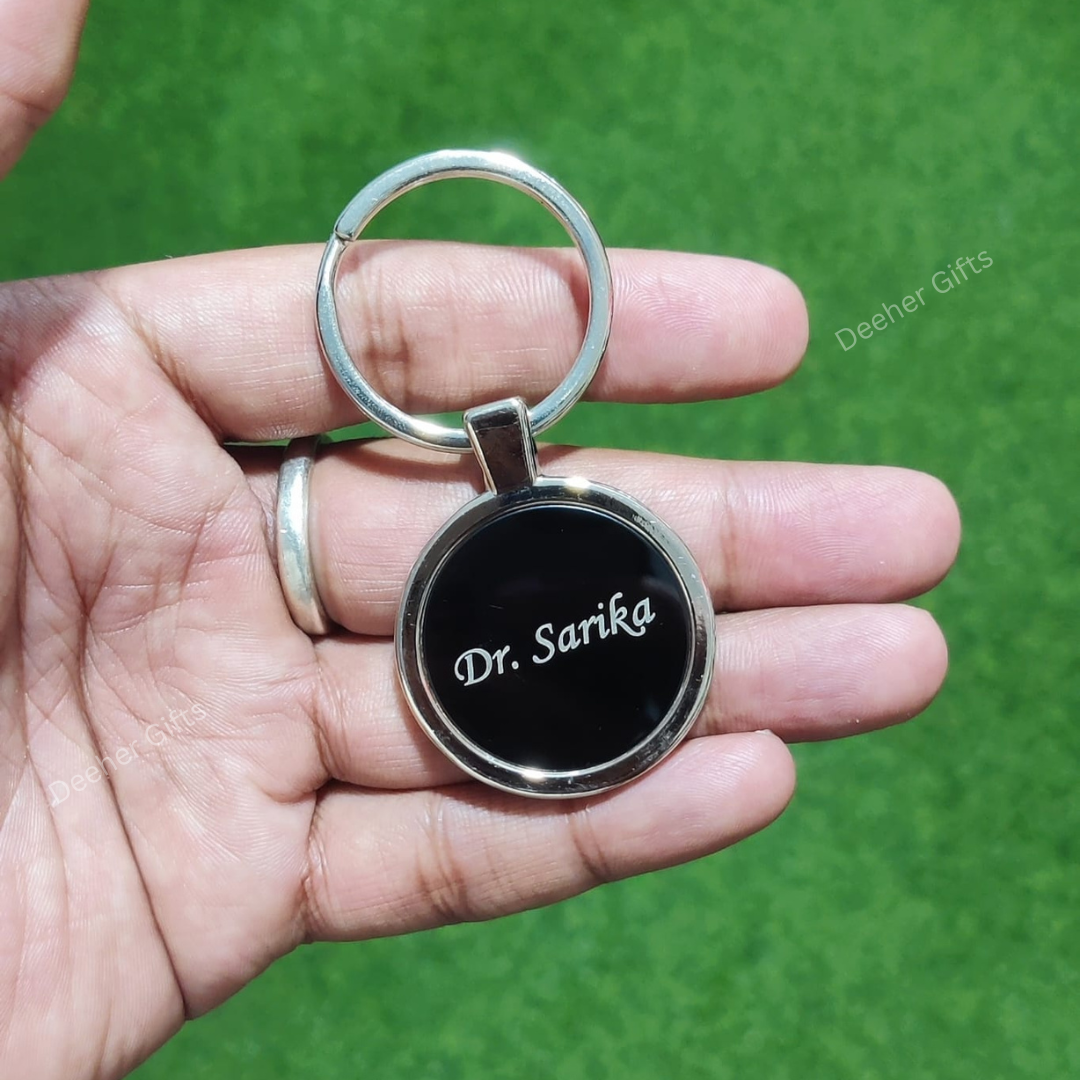 Keychain Metal ( Round ) Premium – For Both Side Engraving