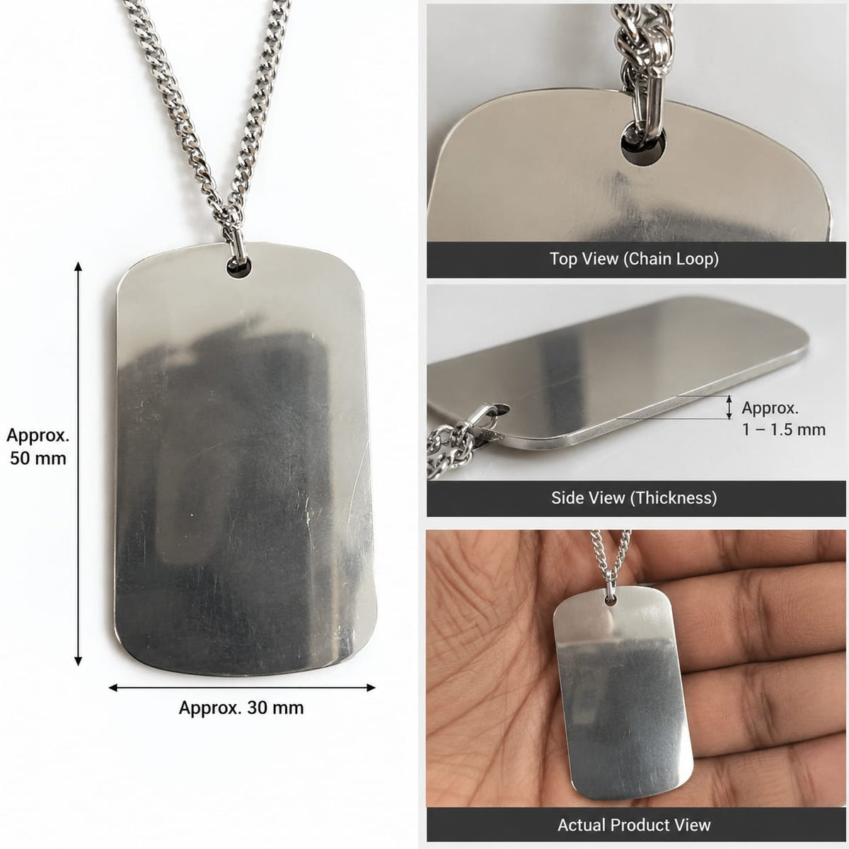 Metal Dog Tag Pendant Blank – 50 × 30 mm | For Engraving