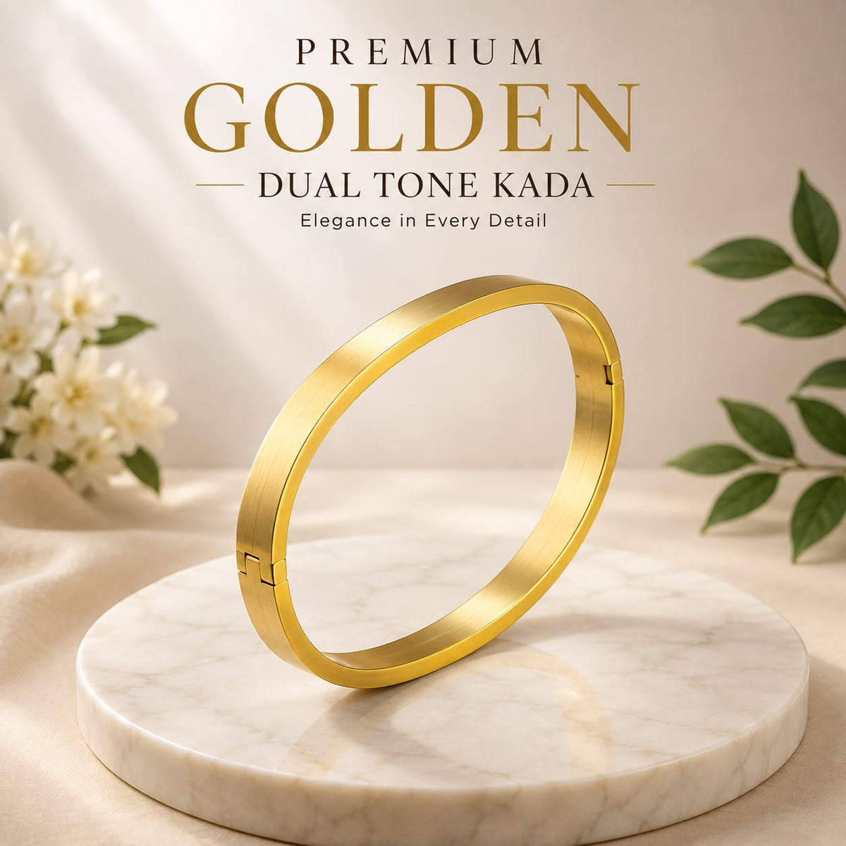 Premium Full Kada - Stainless Steel – 8 mm (Golden / Silver)
