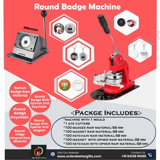 Round Badge Machine (With 1 Mould Setup+5 Types Raw Material Combo)