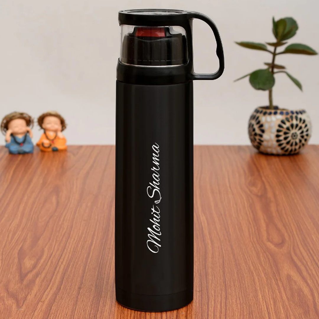 Vacuum Insulated Flask With Cup Lid | Black | 500 ml | For Engraving / UV