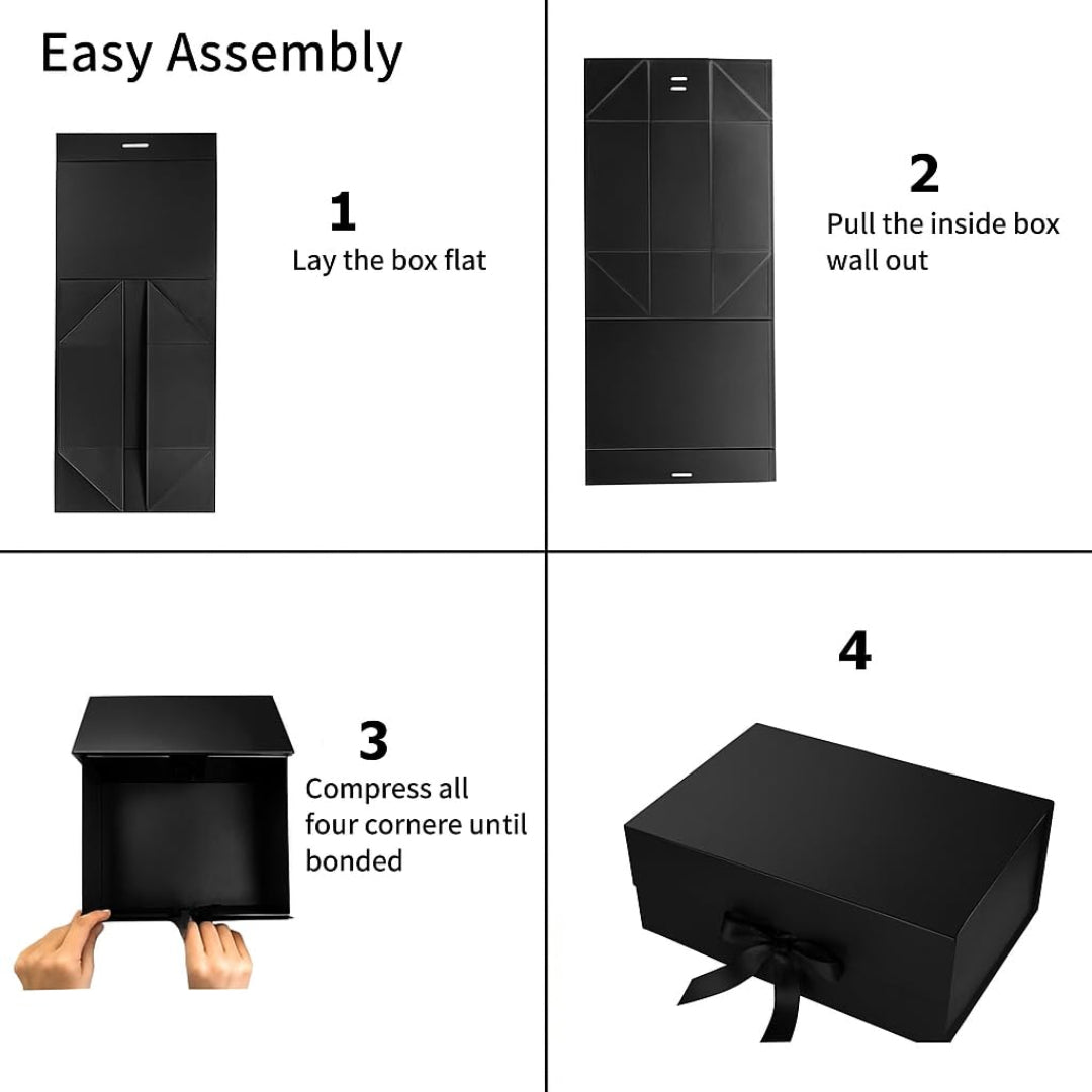 Foldable Boxes / Collapsible Boxes With Ribbon ( Size : 8x10x4 inch )