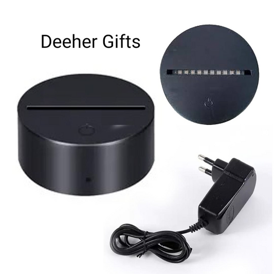 3D Illusion Lamp Base ( Black ) – With Adaptor  / 9.5 CM diameter