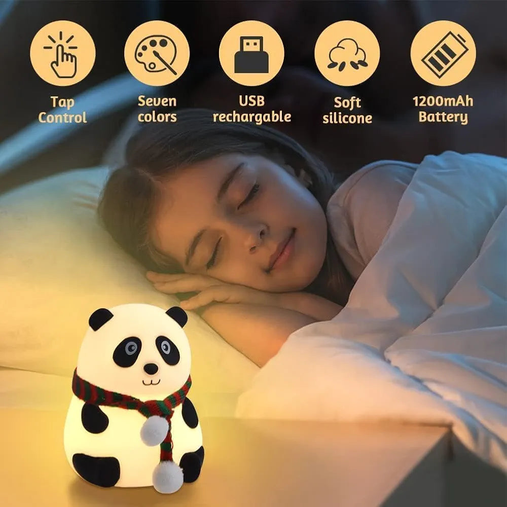 Panda Glow Silicone Night Lamp (Tap Control | Multicolor Ambient Light)