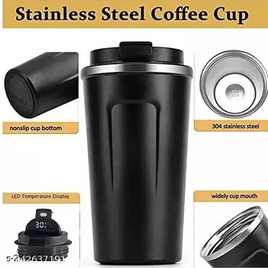 Stainless Steel Travel Mug With Temperature | Black | 500 ml | For Engraving / UV