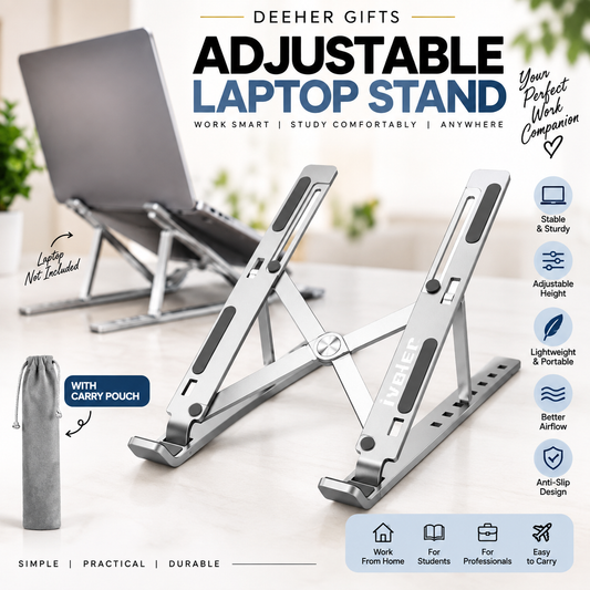 Adjustable Foldable Laptop Stand with Carry Pouch