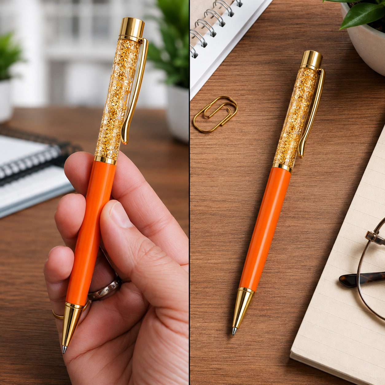 Gold Zari Pen (Orange Color)- Chinese  (For Engraving)