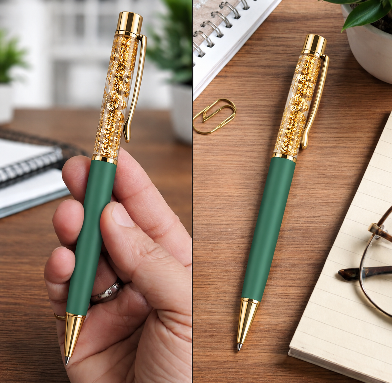 Gold Zari Pen (Green Color)- Chinese  (For Engraving)