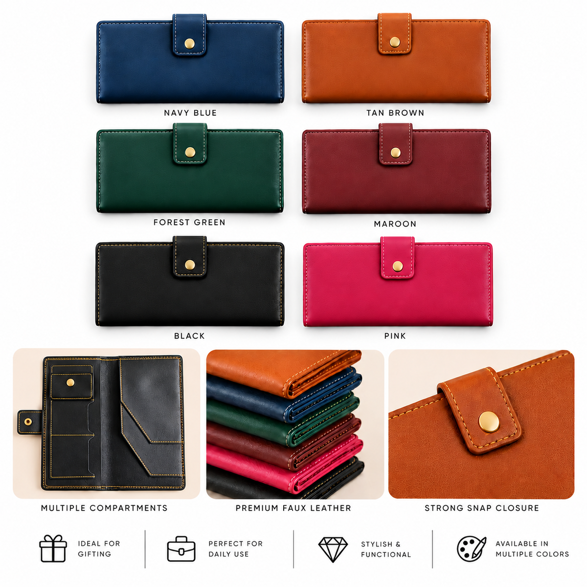 Faux Leather Ladies Clutch ( Mix Colors)