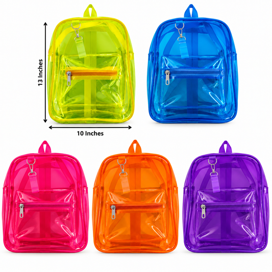 Transparent Square Jelly Backpack Bag (Mix color)12.5X10 inches