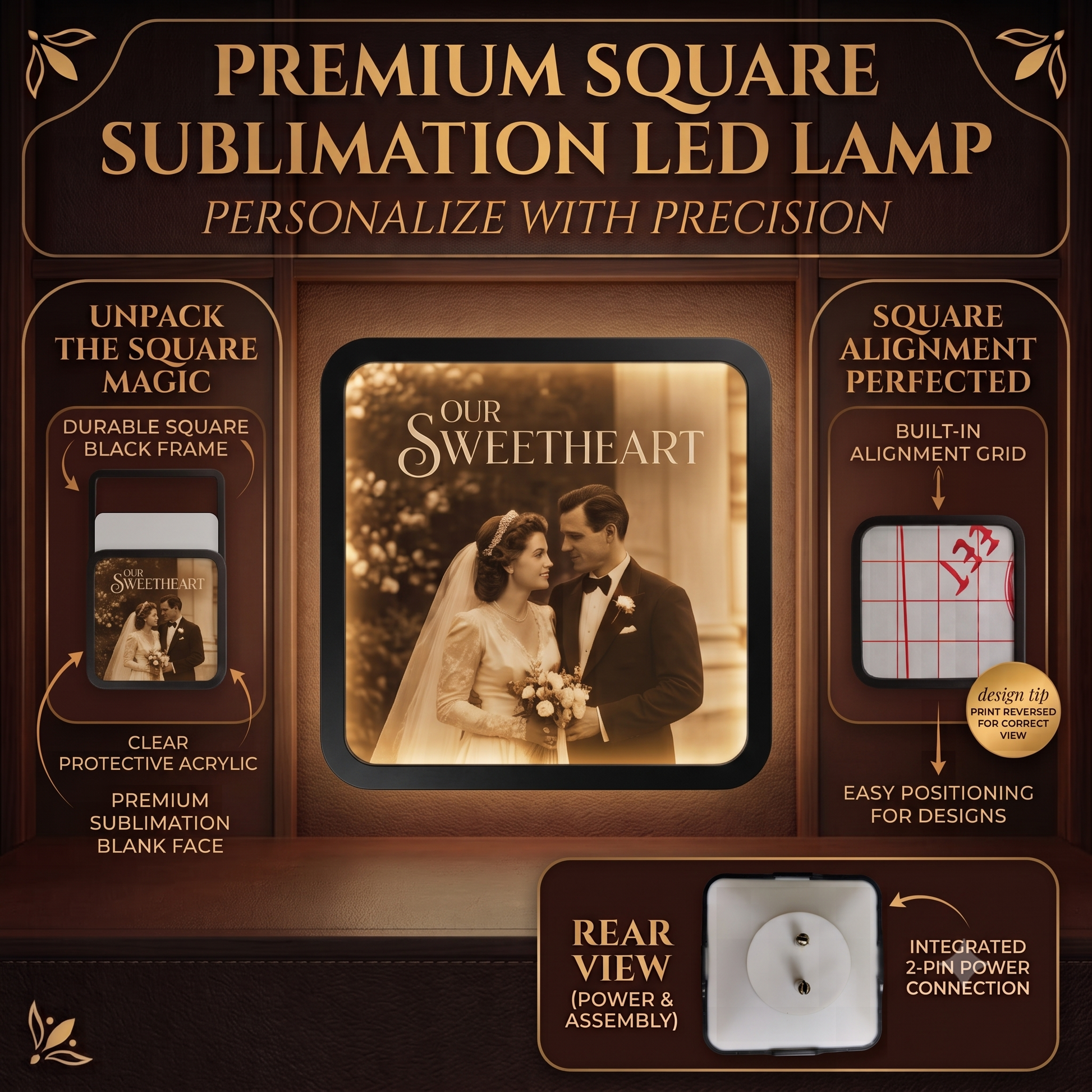 Sublimation Plastic LED Night Lamp | Square | 4 x 4 Inch