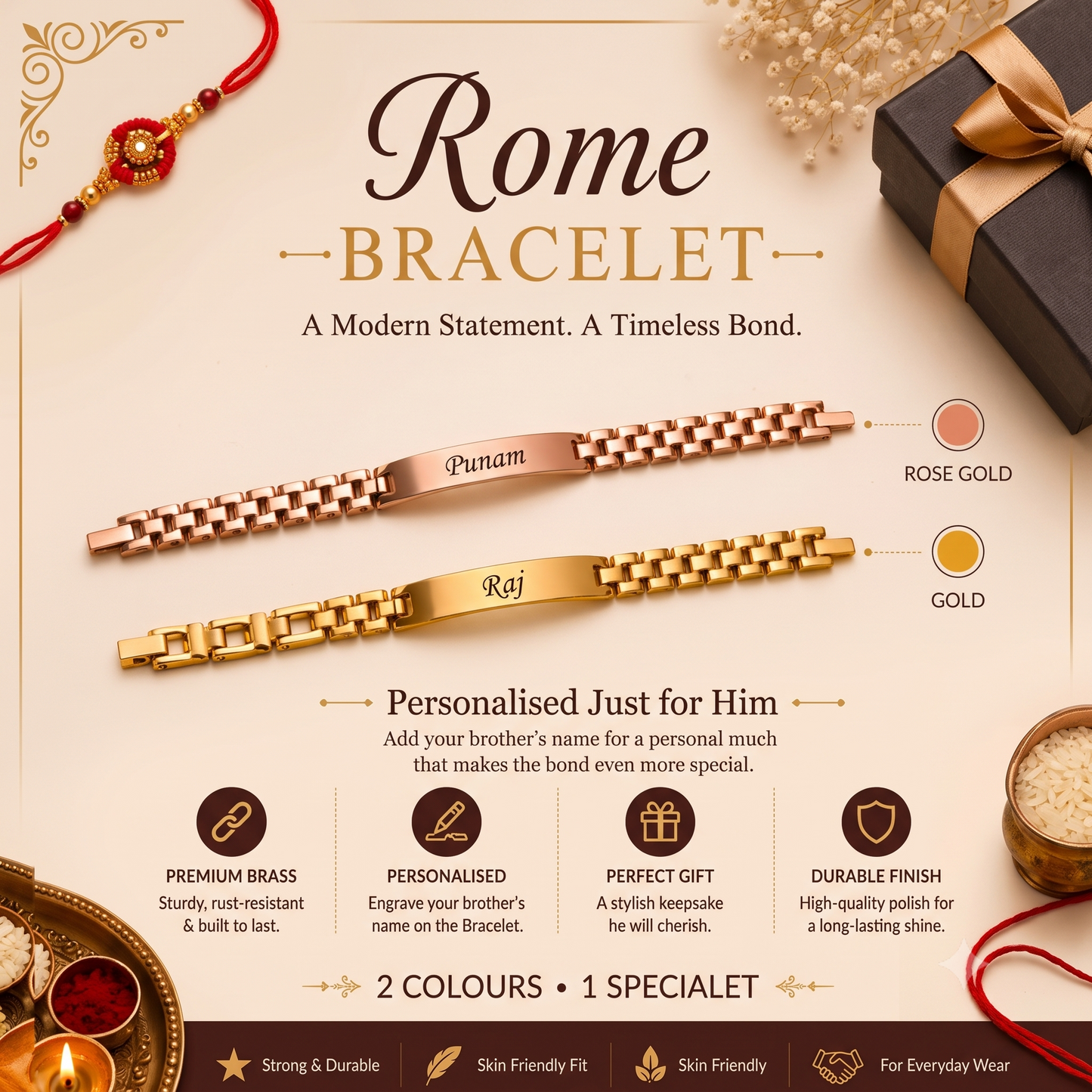 Rome bracelet – Mix Color ( Golden / Rose gold )