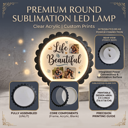 Sublimation Plastic LED Night Lamp | Round | 3 x 3 Inch