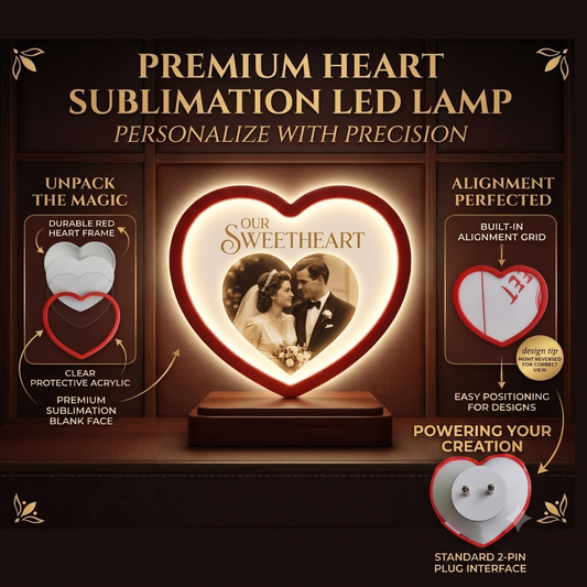 Sublimation Plastic LED Night Lamp | Heart | 3 x 3.5 Inch
