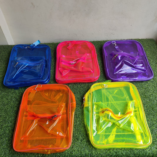 Transparent Square Jelly Backpack Bag (Mix color)12.5X10 inches