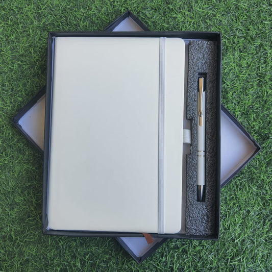 Elastic Diary with Pen Set –(white) / Diary size A5