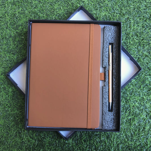 Elastic Diary with Pen Set –(Brown) / Diary size A5
