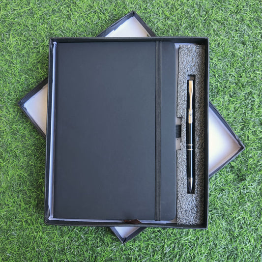 Elastic Diary with Pen Set –(Black) / Diary size A5