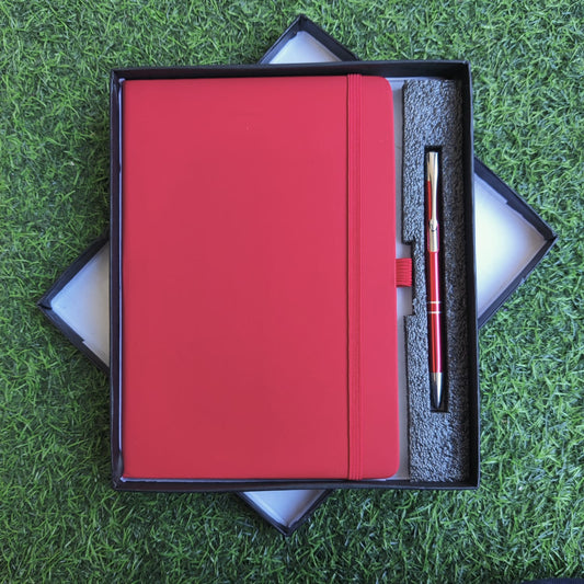Elastic Diary with Pen Set –(Red) / Diary size A5