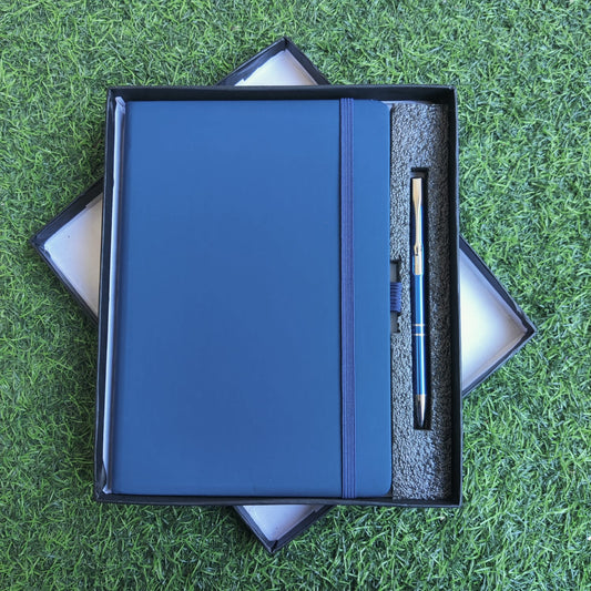 Elastic Diary with Pen Set –(Blue) / Diary size A5