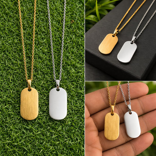 Stainless Steel Dog Tag Pendant Necklace ( Golden / Silver) )