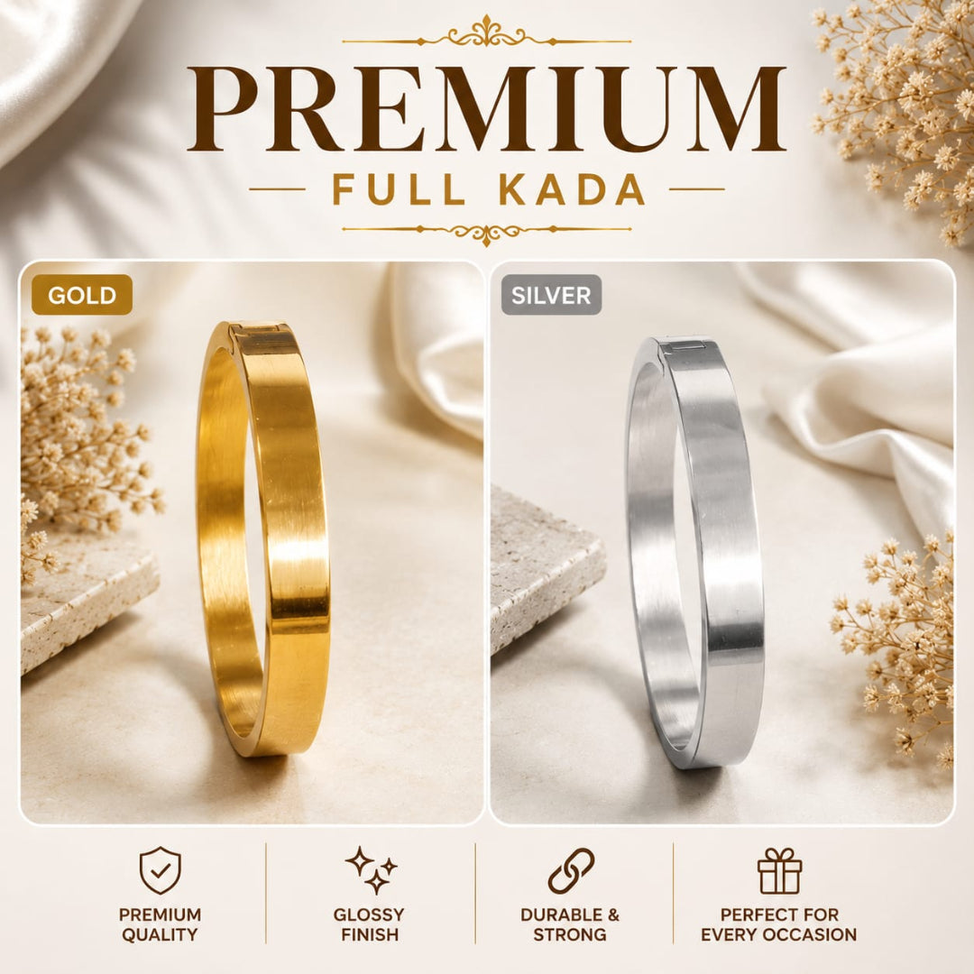 Premium Full Kada - Stainless Steel – 8 mm (Golden / Silver)