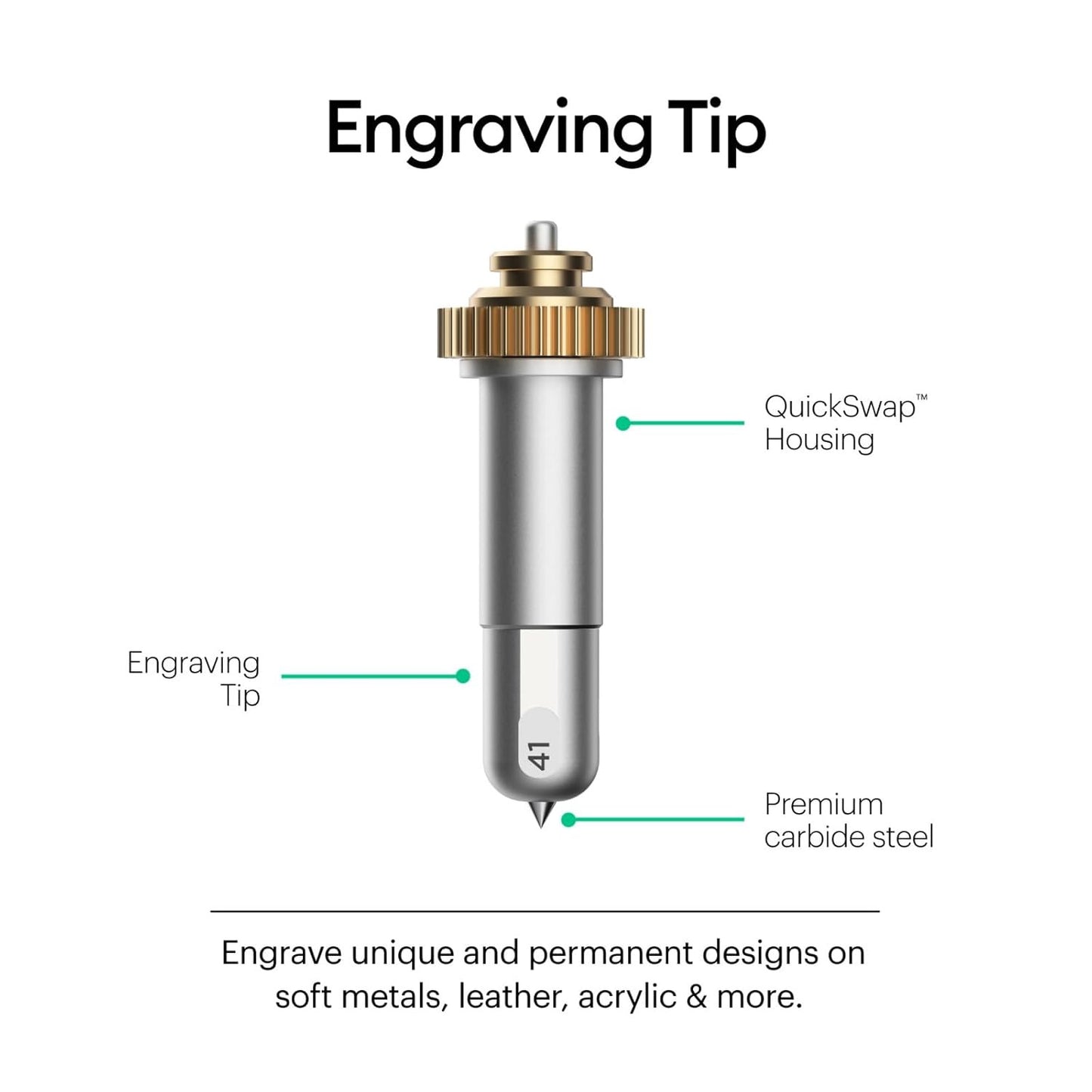 Cricut QuickSwap Engraving Tip + Housing, Silver