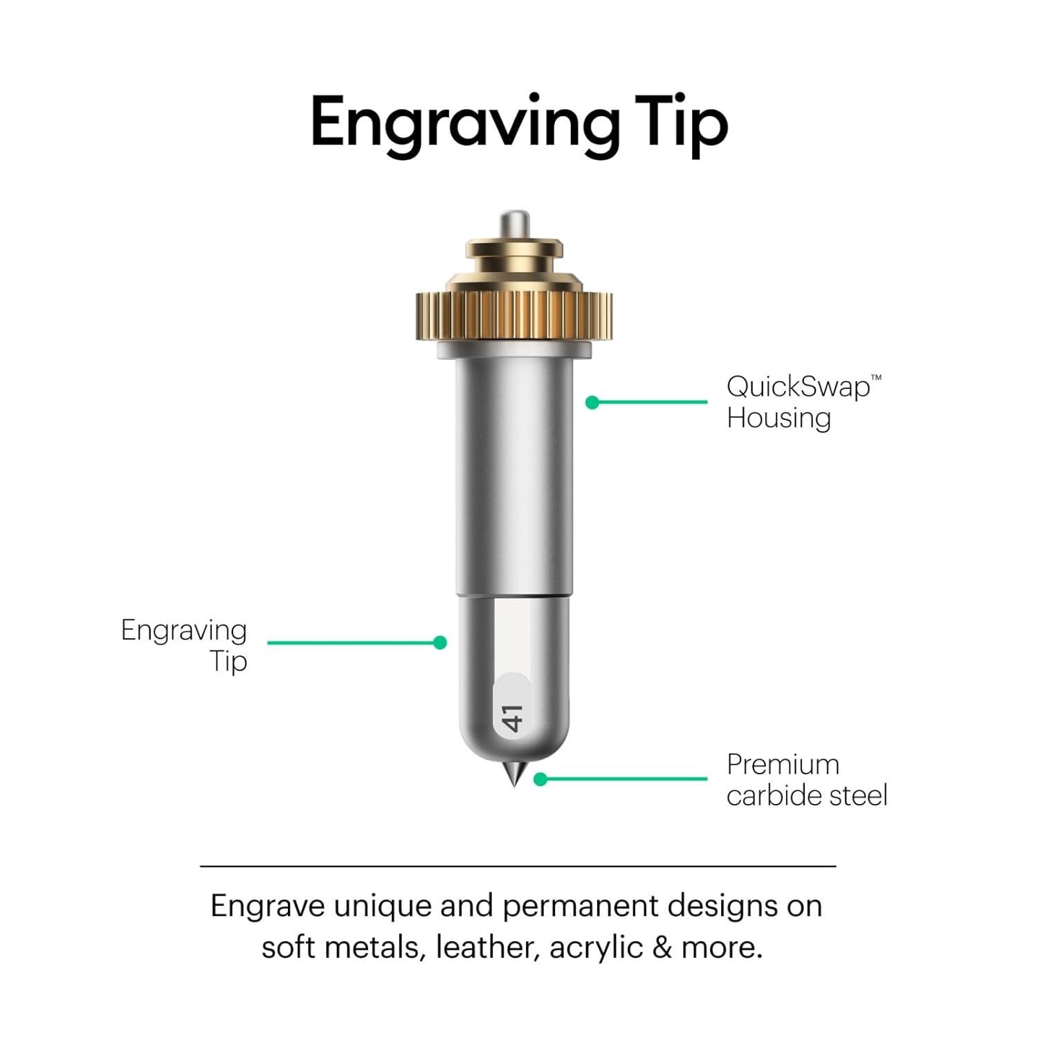 Cricut QuickSwap Engraving Tip + Housing, Silver