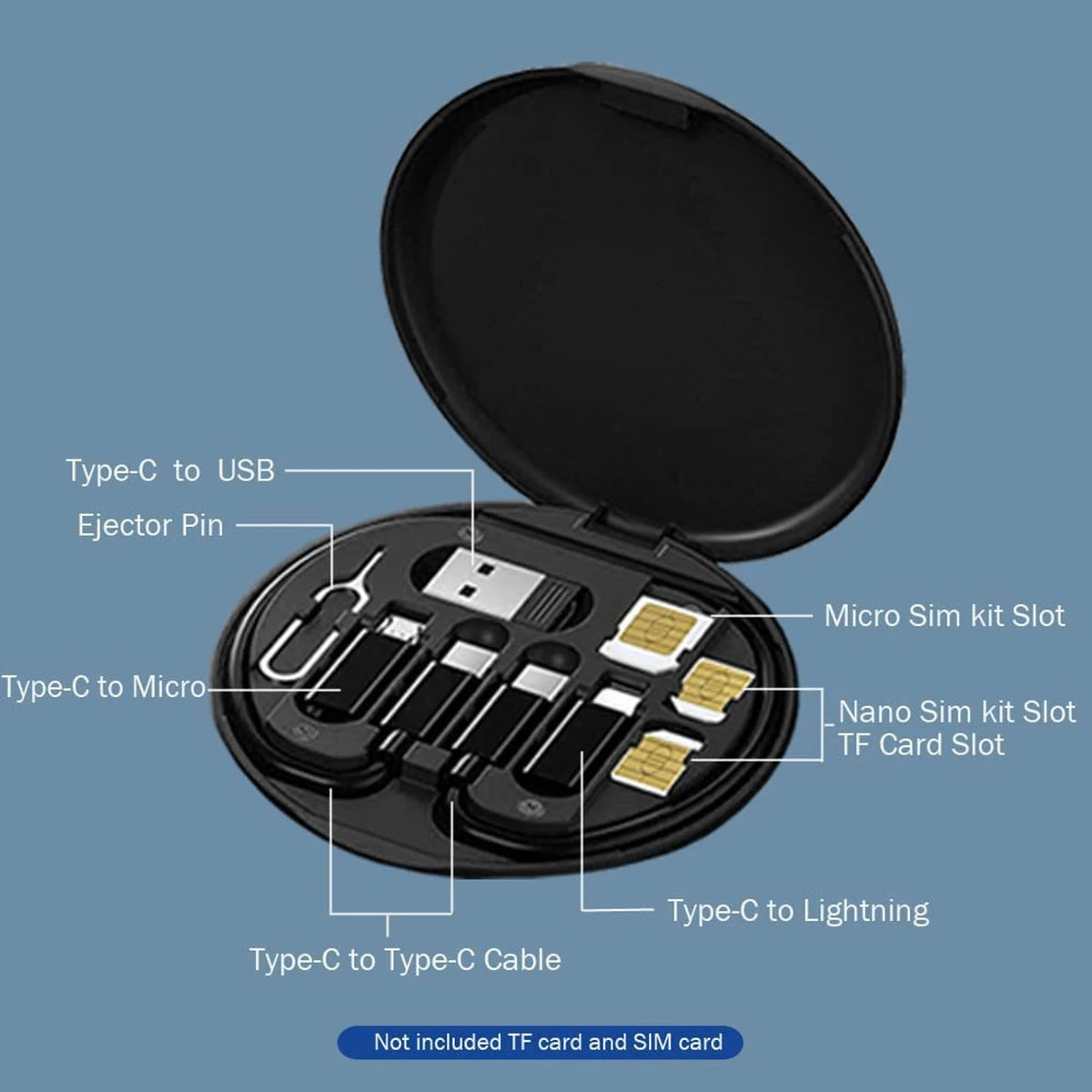 Charging Data Cable Set with Storage Box(Black Color)