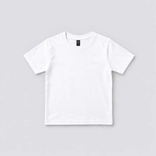 Cotton Tshirt Kids - White / 180 GSM / BioWashed