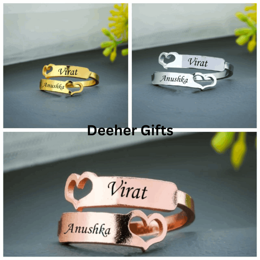 Couple Ring With Heart – Mix Color ( Golden /  Silver / Rose gold )