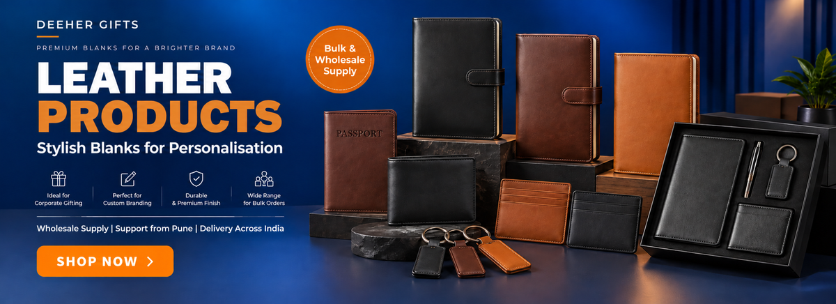Wholesale leather products for personalisation at Deeher Gifts