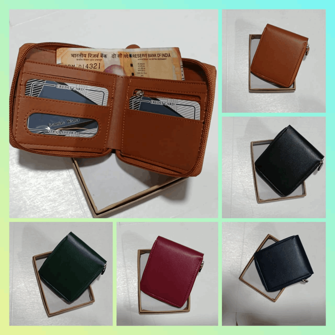 Faux Leather Mens Wallet Full ZIP ( With Box )