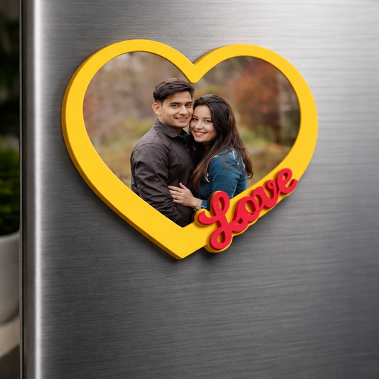 Polaroid Heart Photo Fridge Magnet ( yellow with “Love” Text)3.4X3.7 inches