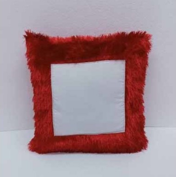 Red Fur Pillow - ( Square )