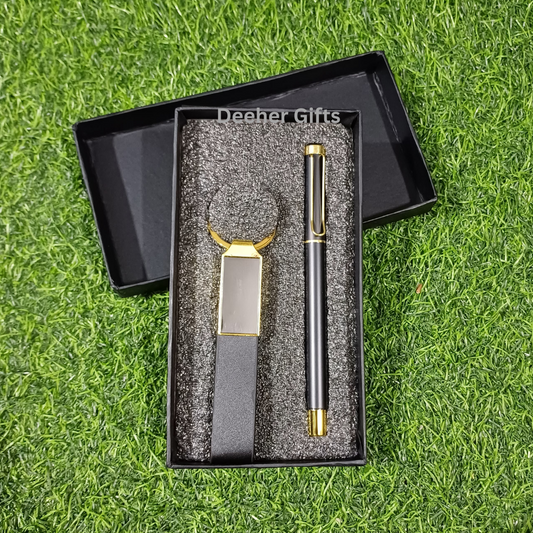 Golden Clip Pen and Keychain set