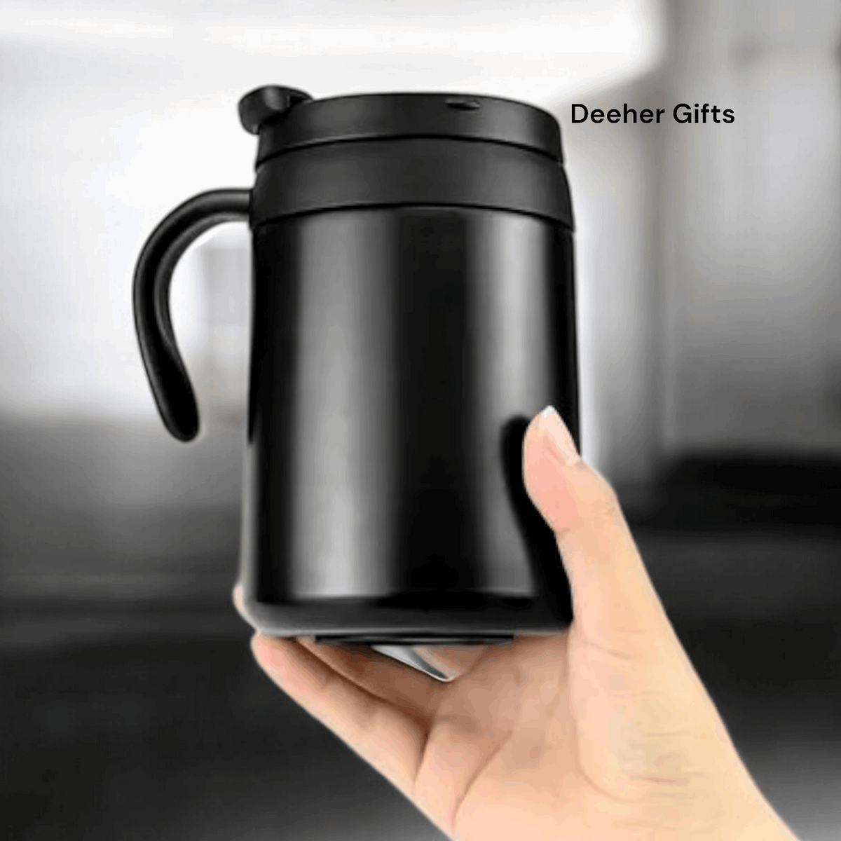 Insulated Coffee Mug with Handle | Black | For Engraving / UV