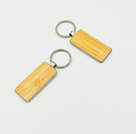 Keychain Rectangle Wooden Long – For Both Side Engraving
