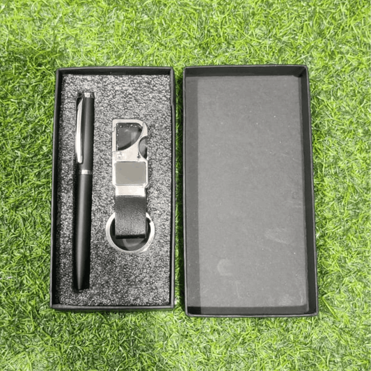 Metal Pen and Keychain Combo Set black