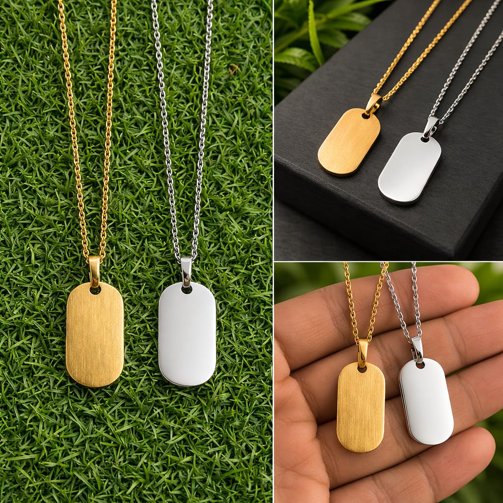 Metal Pendant (Curved Rectangle) – For Marking