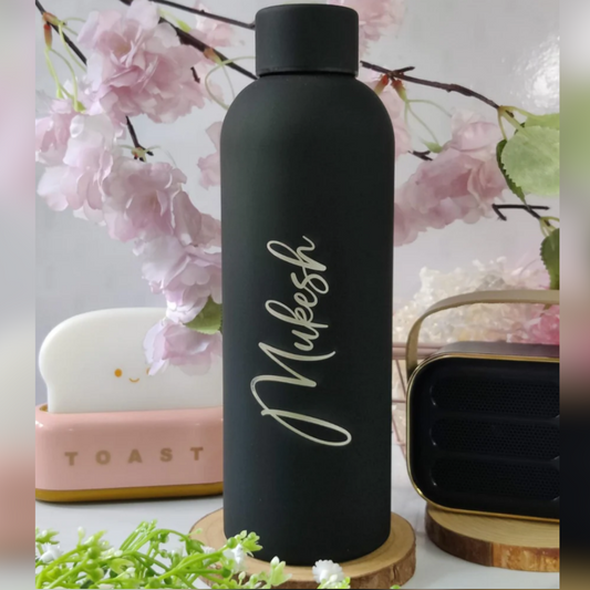 Stainless Steel Bottle Matt Finish | Black | 500 ml | For Engraving / UV (Copy)