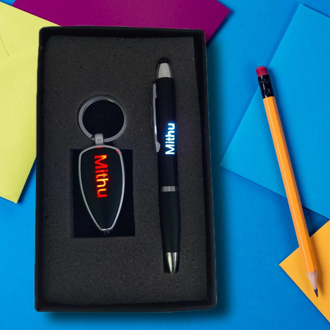 Multi LED Pen + Keychains (Set) ( For Engraving )