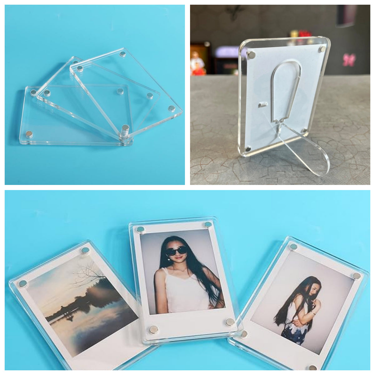 Polaroid Acrylic Magnetic Photo Frame with Stand (3 × 4 inch Approx.)