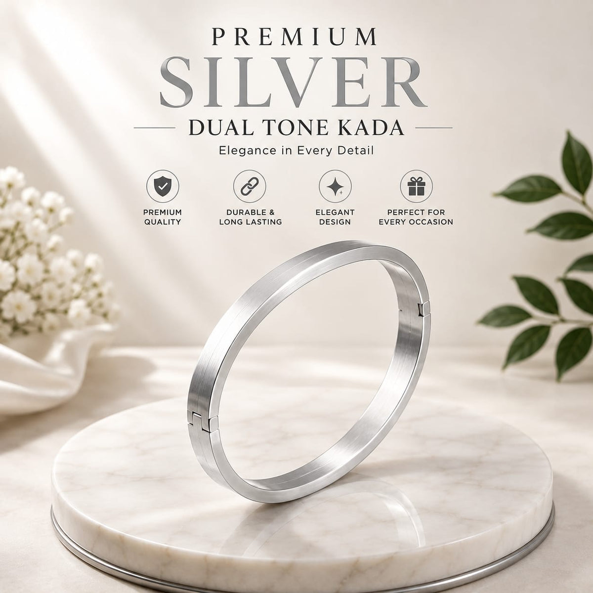 Premium Full Kada - Stainless Steel – 8 mm (Golden / Silver)