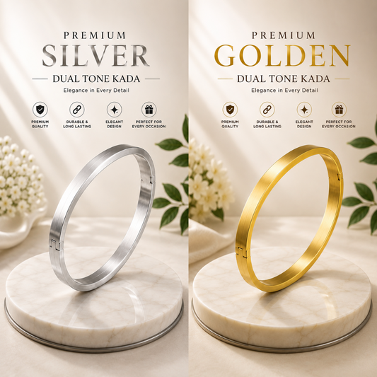 Premium Full Kada - Stainless Steel – 8 mm (Golden / Silver)
