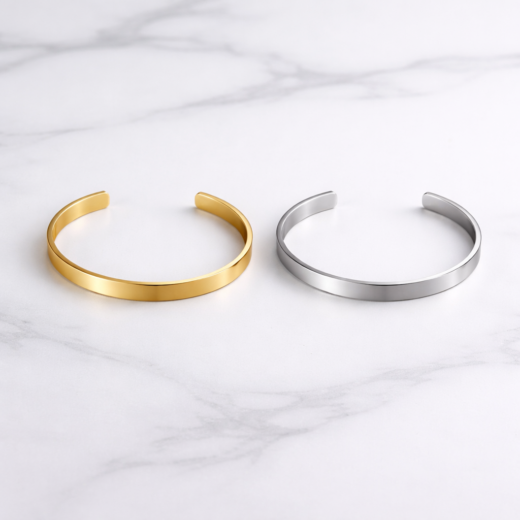 Premium Half Kada - Stainless Steel – 8 mm (Golden / Silver)