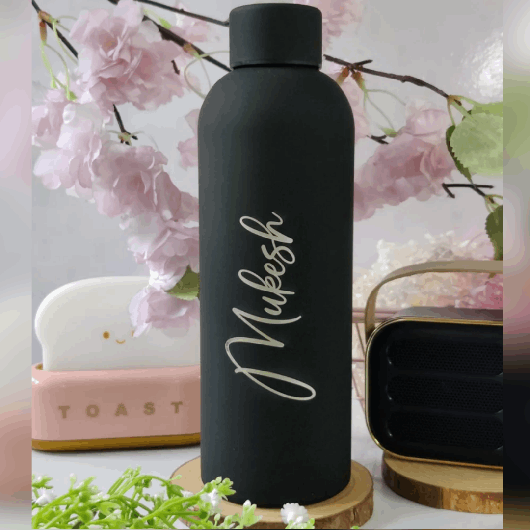 Stainless Steel Bottle Matt Finish | Black | 500 ml | For Engraving / UV