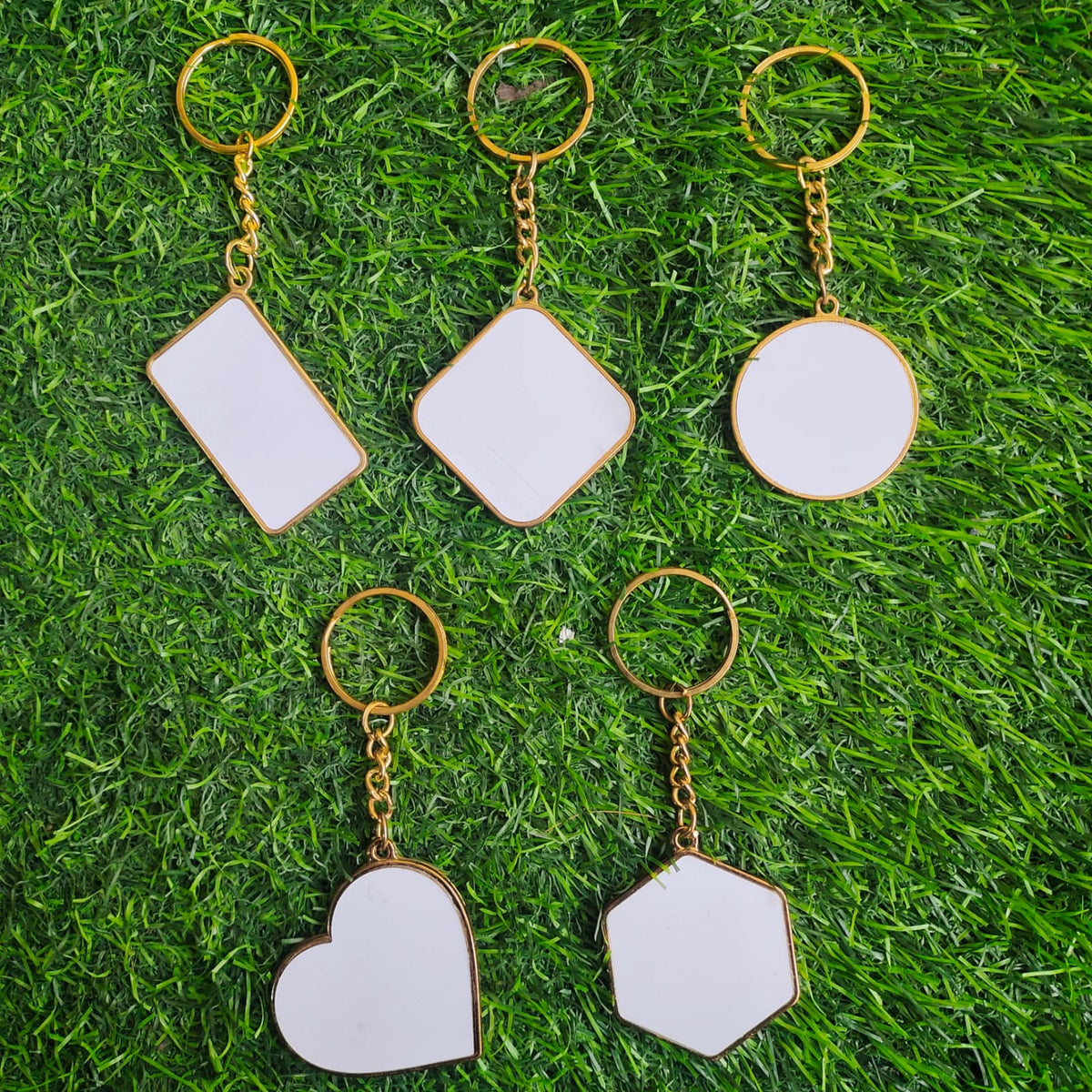 Sublimation Golden Metal Keychains (Double-Sided) – Mix